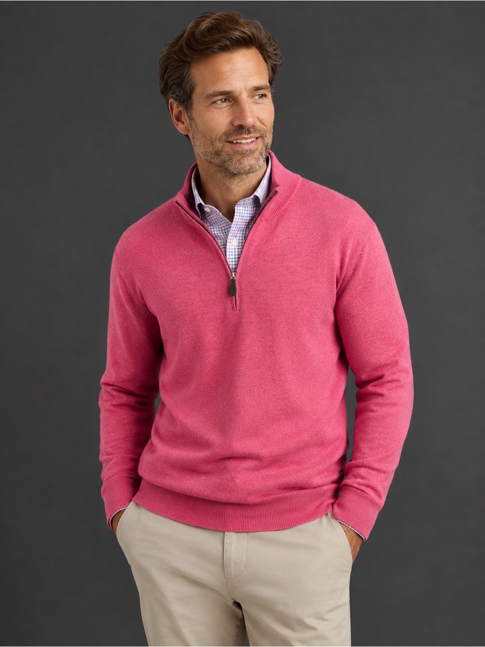 Vineyard Vines Boathouse Merino Wool Cotton Quarter Zip Sweater Pink XXL